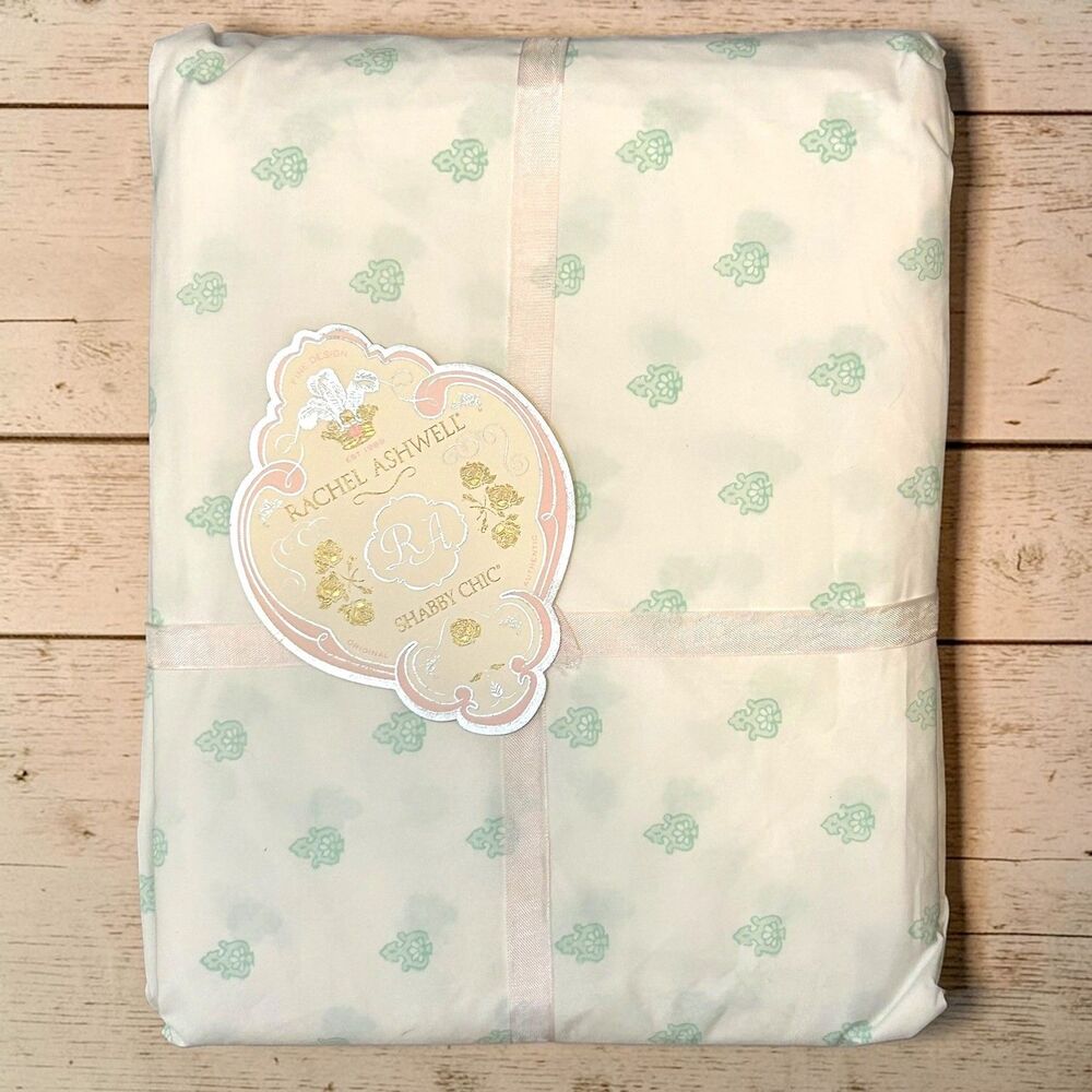 NEW Rachel Ashwell Shabby Chic California King Fitted Sheet Blossom Green White